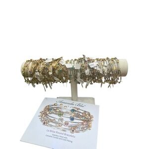 Stackable Lot 94 Genuine Crystal Gold Plated Stainless Steel Wire Bracelets New